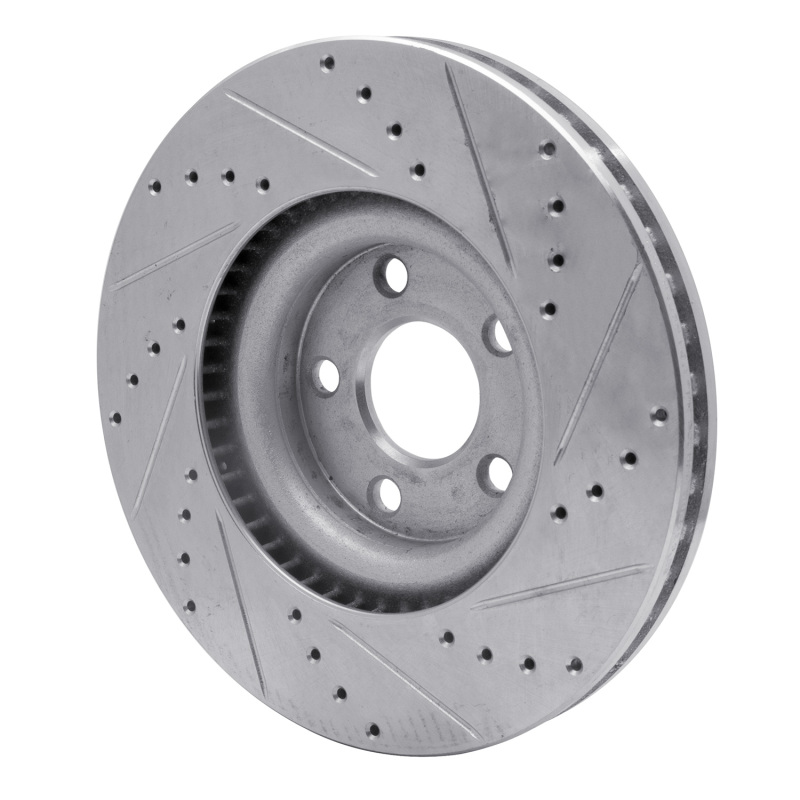 Ford Edge Brake Rotor (1) - Front Left - R1 Concepts - Drilled & Slotted - Silver - `15-`20